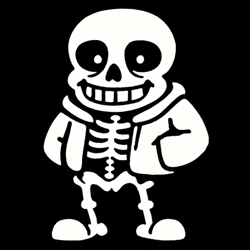make sans bones.
In-Game asset.  2d.  High contrast.  No shadows
