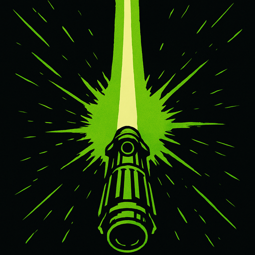 Ataque verde de Star wars mirada desde arriba llendo para adelante.
In-Game asset.  2d.  High contrast.  No shadows