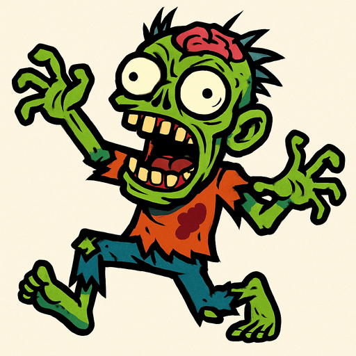 Very crazy zombie.
In-Game asset.  2d.  High contrast.  No shadows