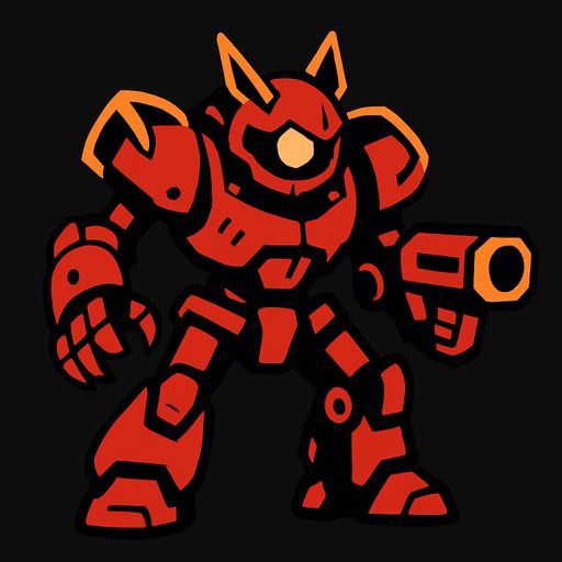 robot enemy.
In-Game asset.  2d.  High contrast.  No shadows