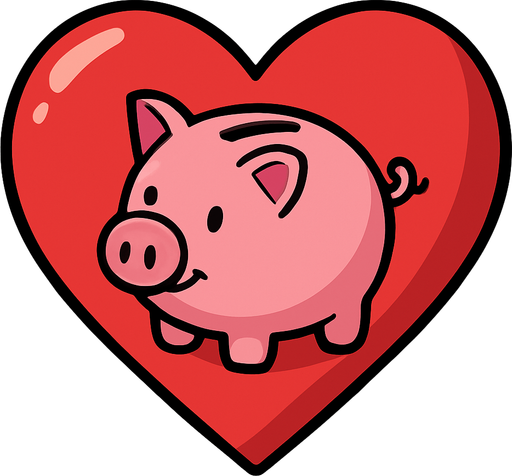 Just the heart from this image with a piggy bank in the center.