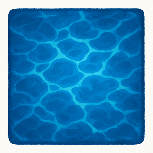 Cuadrado perfecto, sin contorno, azul y con textura de agua.
In-Game asset.  2d.  High contrast.  No shadows