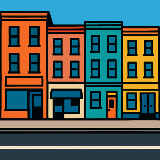 Cadde arka planı.
In-Game asset.  2d.  High contrast.  No shadows