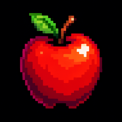 Quiero una manzana roja, en estilo 32 bits.
In-Game asset.  2d.  High contrast.  No shadows