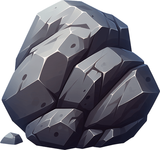 A animated image of a stone boulder.
Single Game Texture. In-Game asset. 2d. Blank background. High contrast. No shadows.