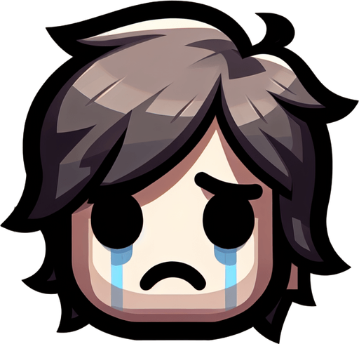 sad face.
Single Game Texture. In-Game asset. 2d. Blank background. High contrast. No shadows.