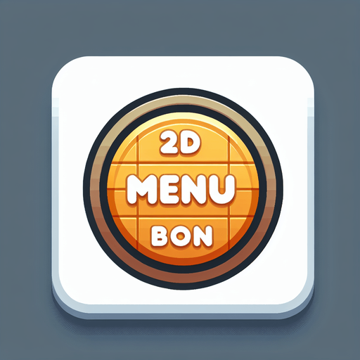 make a menu button logo.
Single Game Texture. In-Game asset. 2d. Blank background. High contrast. No shadows.