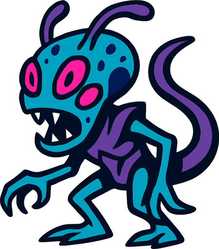 alien creature drawing.
In-Game asset.  2d.  High contrast.  No shadows