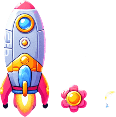 Spritesheet, modern, mobile game, cute, fun. Colorful. Including spaceships, UFOs, Guns, Boosters, Powerups, Asteroids, Boss...
In-Game asset. 2d. Blank background. High contrast. No shadows.