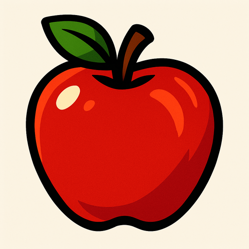 red apple.
In-Game asset.  2d.  High contrast.  No shadows