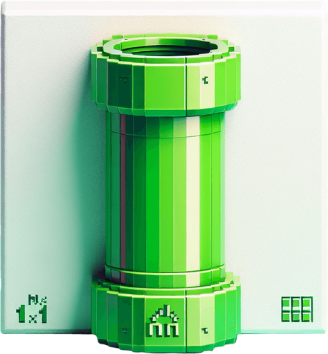 mario tube only 1x1 size. green colored, dikey,realistic but detailles
Single Game Texture.  In-Game asset.  2d.  Blank background.  High contrast.  No shadows