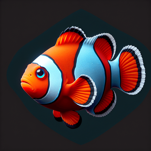 A realistic clownfish swiming to the right.
Single Game Texture. In-Game asset. 2d. Blank background. High contrast. No shadows.