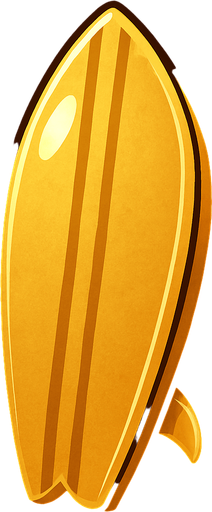 golden surf board.
In-Game asset.  2d.  High contrast.  No shadows
