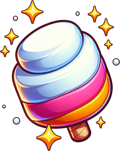 Vibrant cartoon candy white marshmallow.
Game asset. 2d. Blank background. High contrast. No shadows.