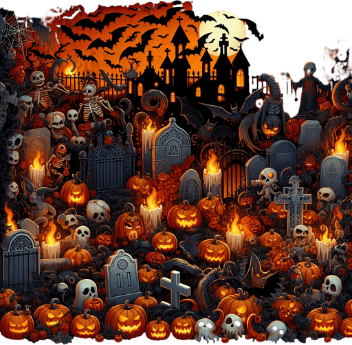Generate a high quality cartoon background Halloween image on a black canvas similar to the format of where is waldo with a hellish environment.
Single Game Texture. In-Game asset. 2d. Blank background. High contrast. No shadows.