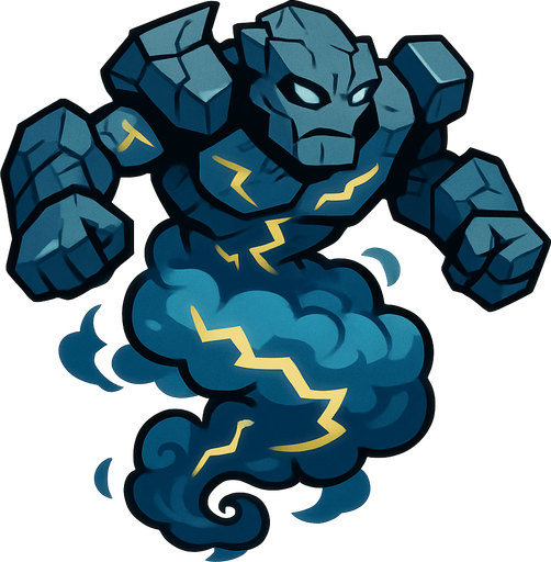 uçan fırtına golem.
In-Game asset.  2d.  High contrast.  No shadows