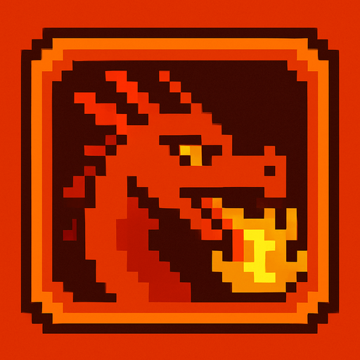 Fire dragon block.
In-Game asset.  2d.  High contrast.  No shadows