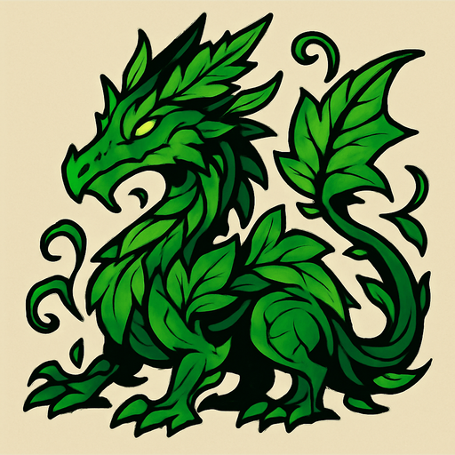 Dragon végétal.
In-Game asset.  2d.  High contrast.  No shadows