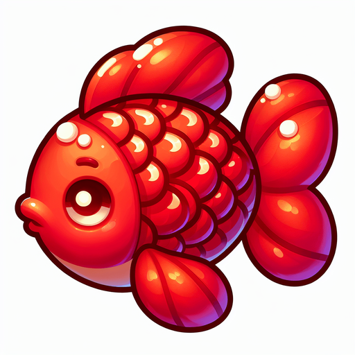 güzel ve sevimli bir kırmızı balık.
Single Game Texture.  In-Game asset.  2d.  Blank background.  High contrast.  No shadows