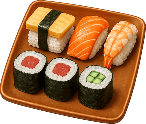 Tabakta Sushi - Gerçekçi - Yazısız.
In-Game asset.  2d.  High contrast.  No shadows