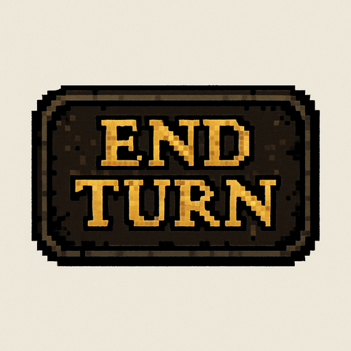 End turn button fark souls style 2d pixel art.
In-Game asset.  2d.  High contrast.  No shadows