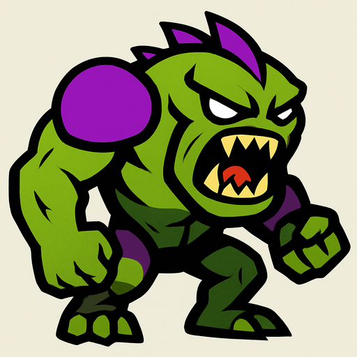 Savage alien strong 2d game.
In-Game asset.  2d.  High contrast.  No shadows