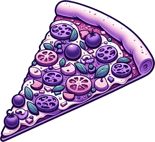 a slice of pizza on a transparent background, predominantly purple.
Slice of pizza