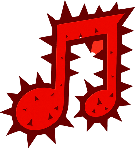 Red Spike "Music Note" shape.
In-Game asset.  2d.  High contrast.  No shadows
