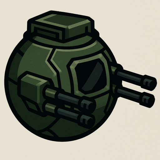 Ball turret.
In-Game asset.  2d.  High contrast.  No shadows
