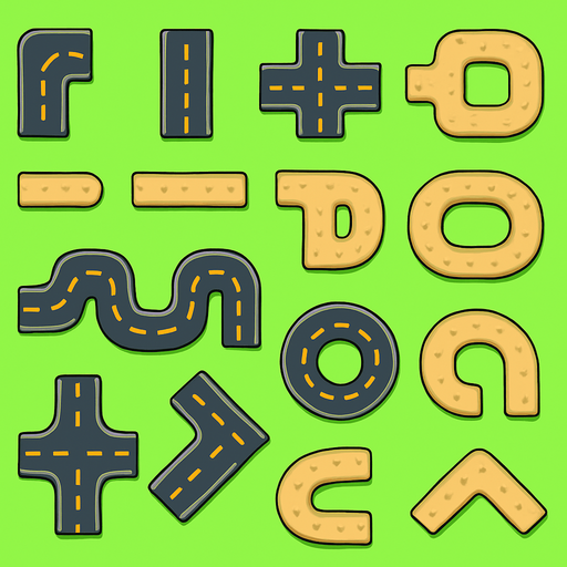 Many types of roads assets for tower defense game. HD colors.
In-Game asset.  2d.  High contrast.  No shadows