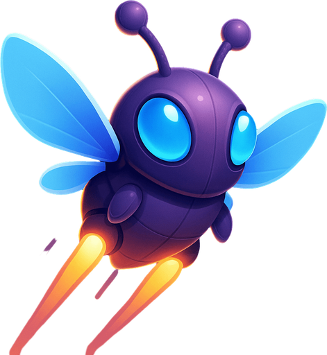 Front-facing icon, Fullscreen modern App Store art style with futuristic small flying alien bug
, 16:9, high definition.  No text captions!