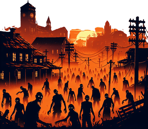 Orange coved sky for the zombie infested town.
Single Game Texture. In-Game asset. 2d. Blank background. High contrast. No shadows.