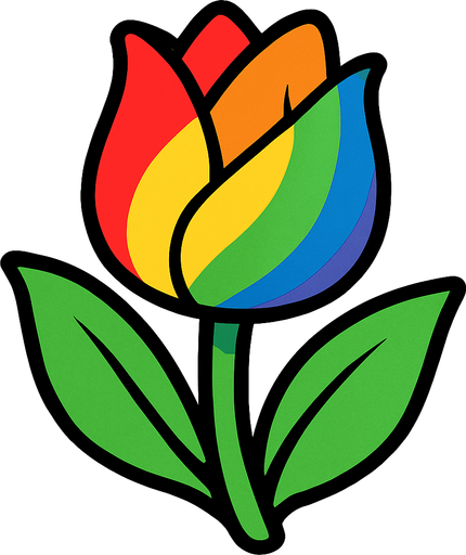 Rainbow tulip.
In-Game asset.  2d.  High contrast.  No shadows