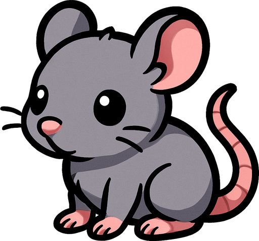 baby rat sprite.
In-Game asset.  2d.  High contrast.  No shadows. cartoonm. animated