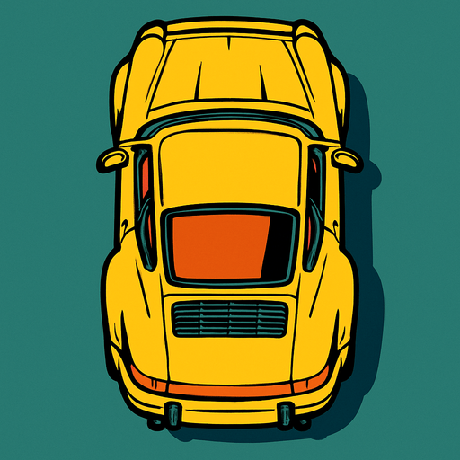 porshe seen from top.
In-Game asset.  2d.  High contrast.  No shadows