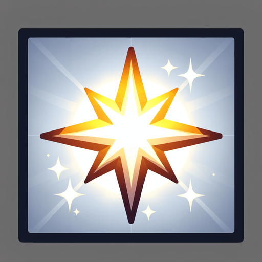 a shining star. Single Game Texture. In-Game asset. 2d. Blank background. High contrast. No shadows.