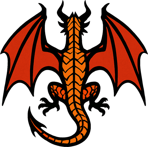 A dragon from top down view.
In-Game asset.  2d.  High contrast.  No shadows