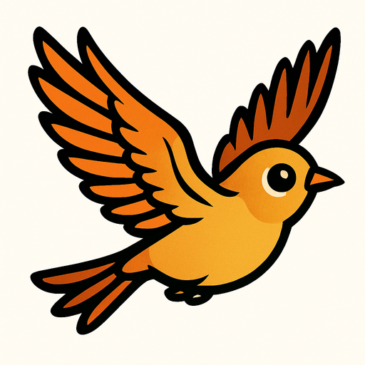 Oiseau qui vole.
In-Game asset.  2d.  High contrast.  No shadows