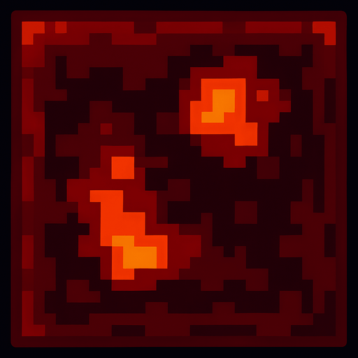 I completely dark red square with some orange parts more in the middle representing a lava block.
In-Game asset.  2d.  High contrast.  No shadows