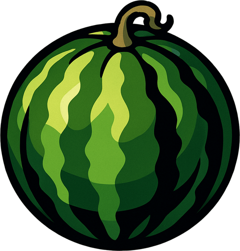 uncut watermelon.
In-Game asset.  2d.  High contrast.  No shadows