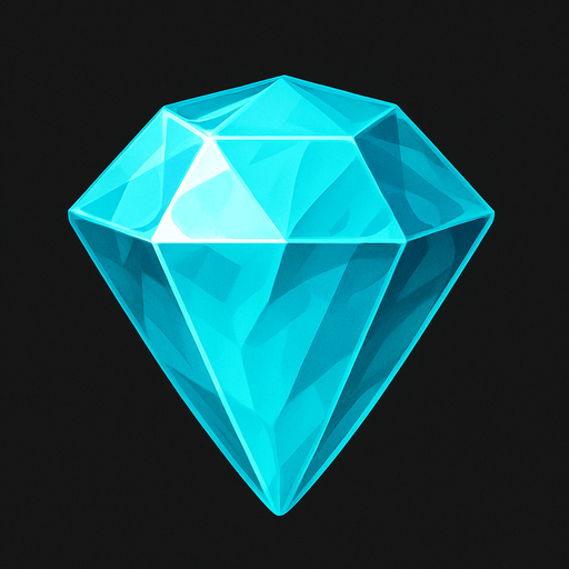 a cyan realistic gem.
In-Game asset.  2d.  High contrast.  No shadows