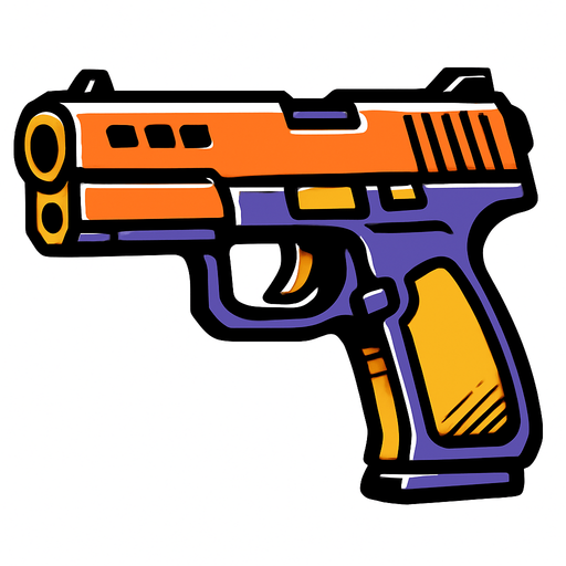 gun.
In-Game asset.  2d.  High contrast.  No shadows