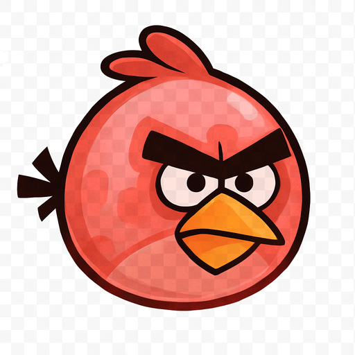 red angry bird transparan.
In-Game asset.  2d.  High contrast.  No shadows