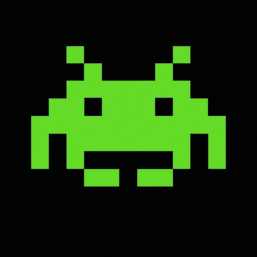 Pixel alien in space invaders.
In-Game asset.  2d.  High contrast.  No shadows