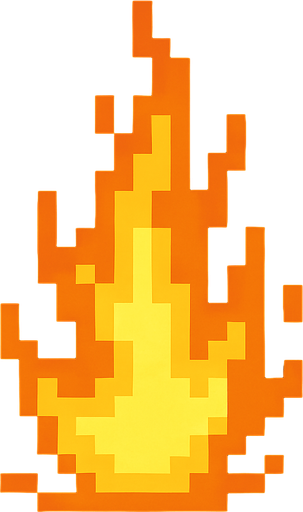 Fuego amarillo en pixel art.
In-Game asset.  2d.  High contrast.  No shadows