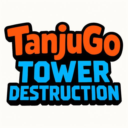 "TanjuGo" 
"Tower Destruction" text logo.
In-Game asset.  2d.  High contrast.  No shadows