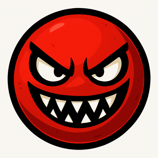 A red ball with a evil face.
In-Game asset.  High contrast.  No shadows