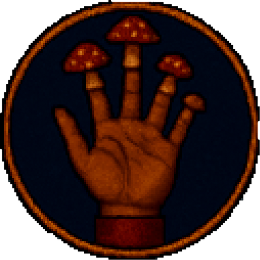 A hand with its fingers symbolizing fungus