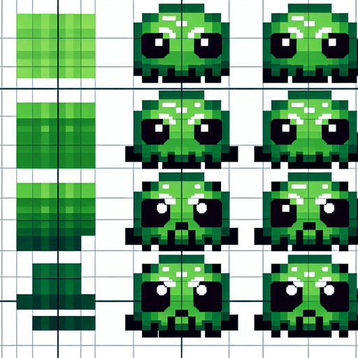 grinch. green monster. pixelart. only face. Single Game Texture. In-Game asset. 2d. Blank background. High contrast. No shadows.