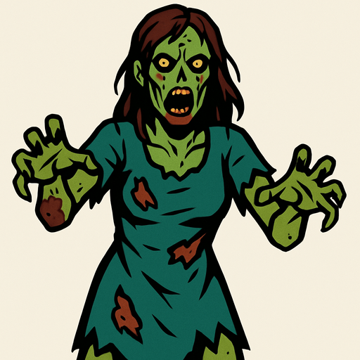 kadın zombi.
In-Game asset.  2d.  High contrast.  No shadows